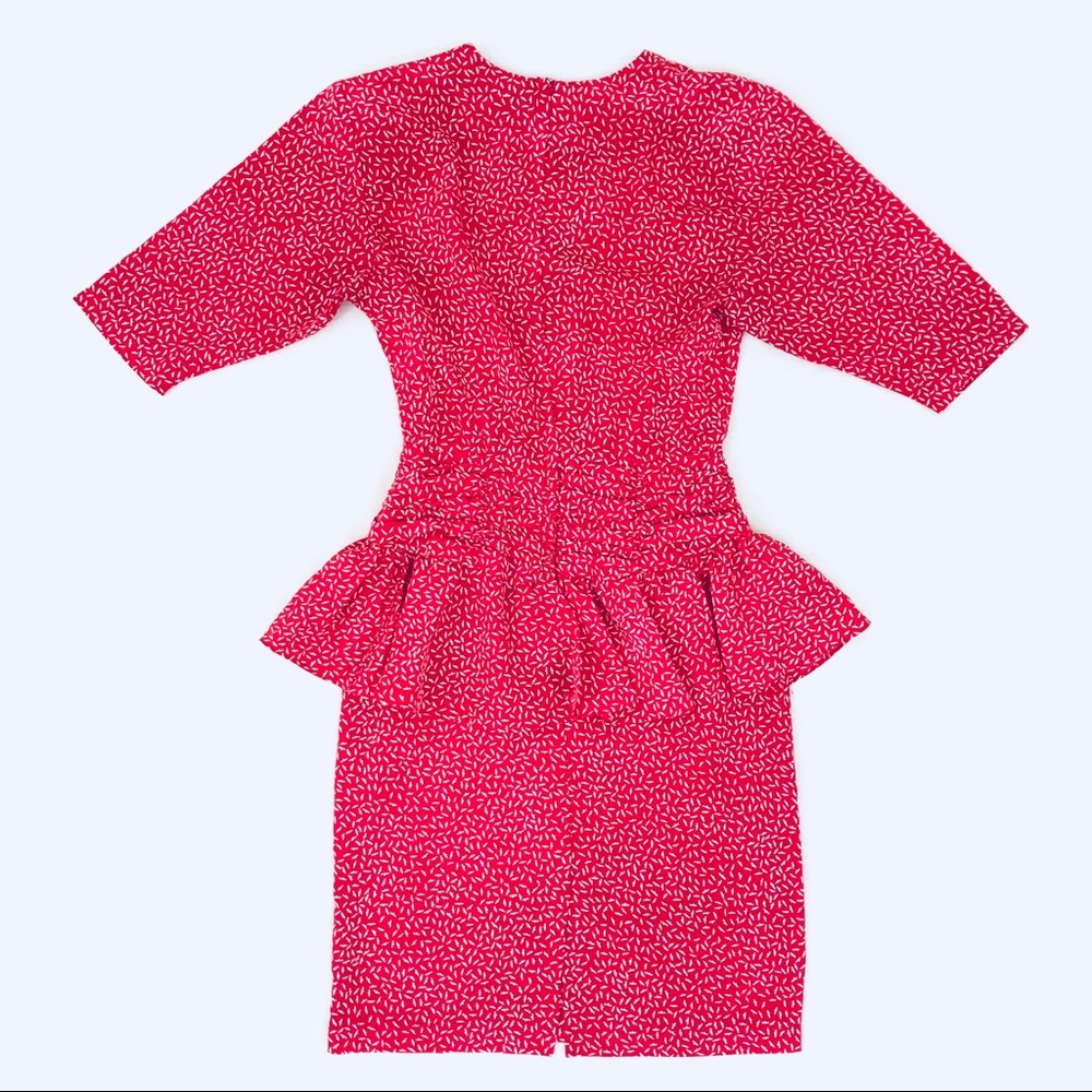 Red and white Laine U.S.A. Peplum Dress Size 3/4 - Picture 5 of 7